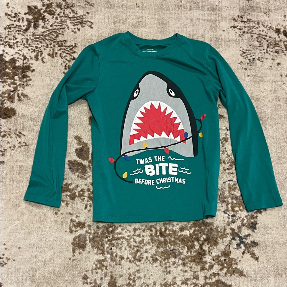 Green Shark Graphic Kids long sleeve tee